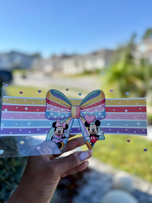 Rainbow Bow Mouse Couple UV DTF Sticker Wrap