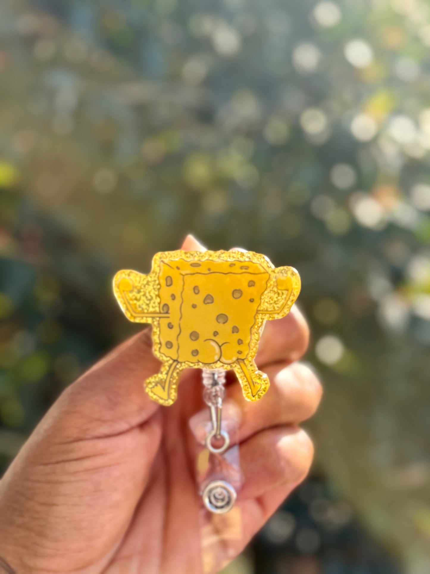 Funny Yellow Sponge Badge Reel