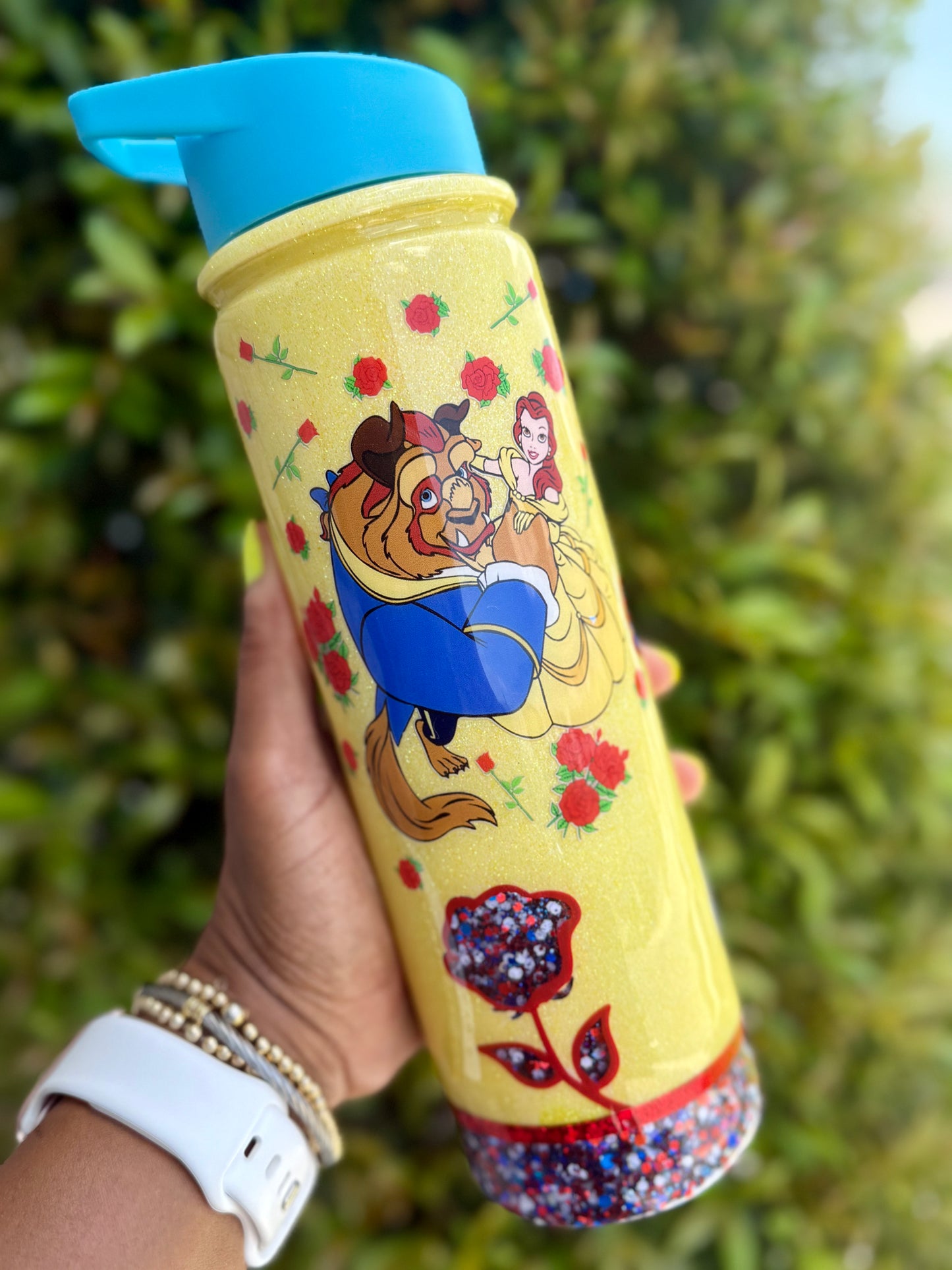 Beauty & the Beast Inspired 18oz snow globe tumbler