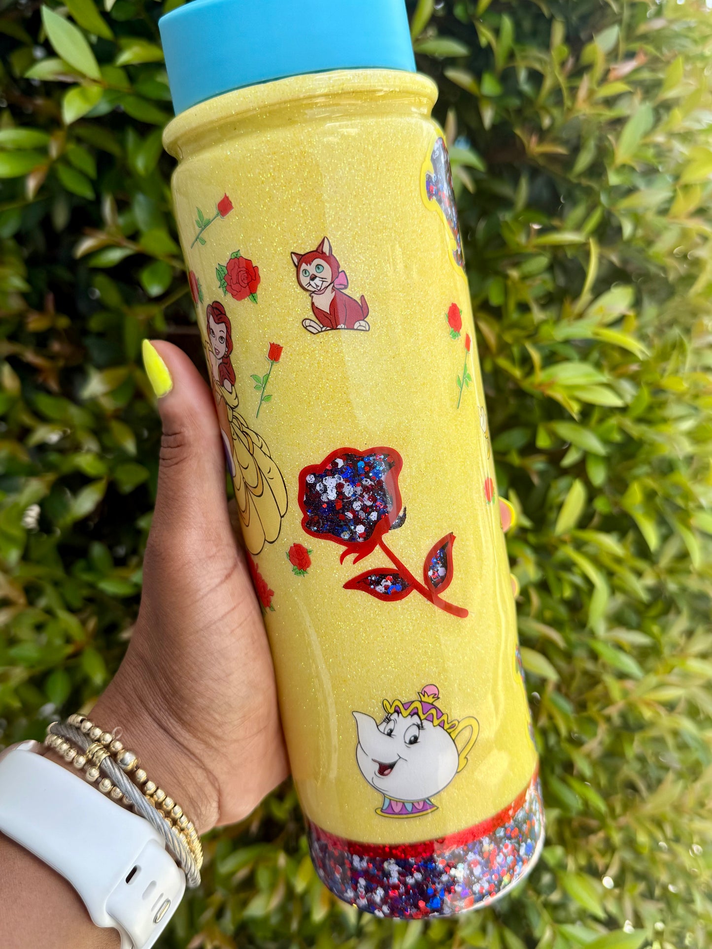 Beauty & the Beast Inspired 18oz snow globe tumbler