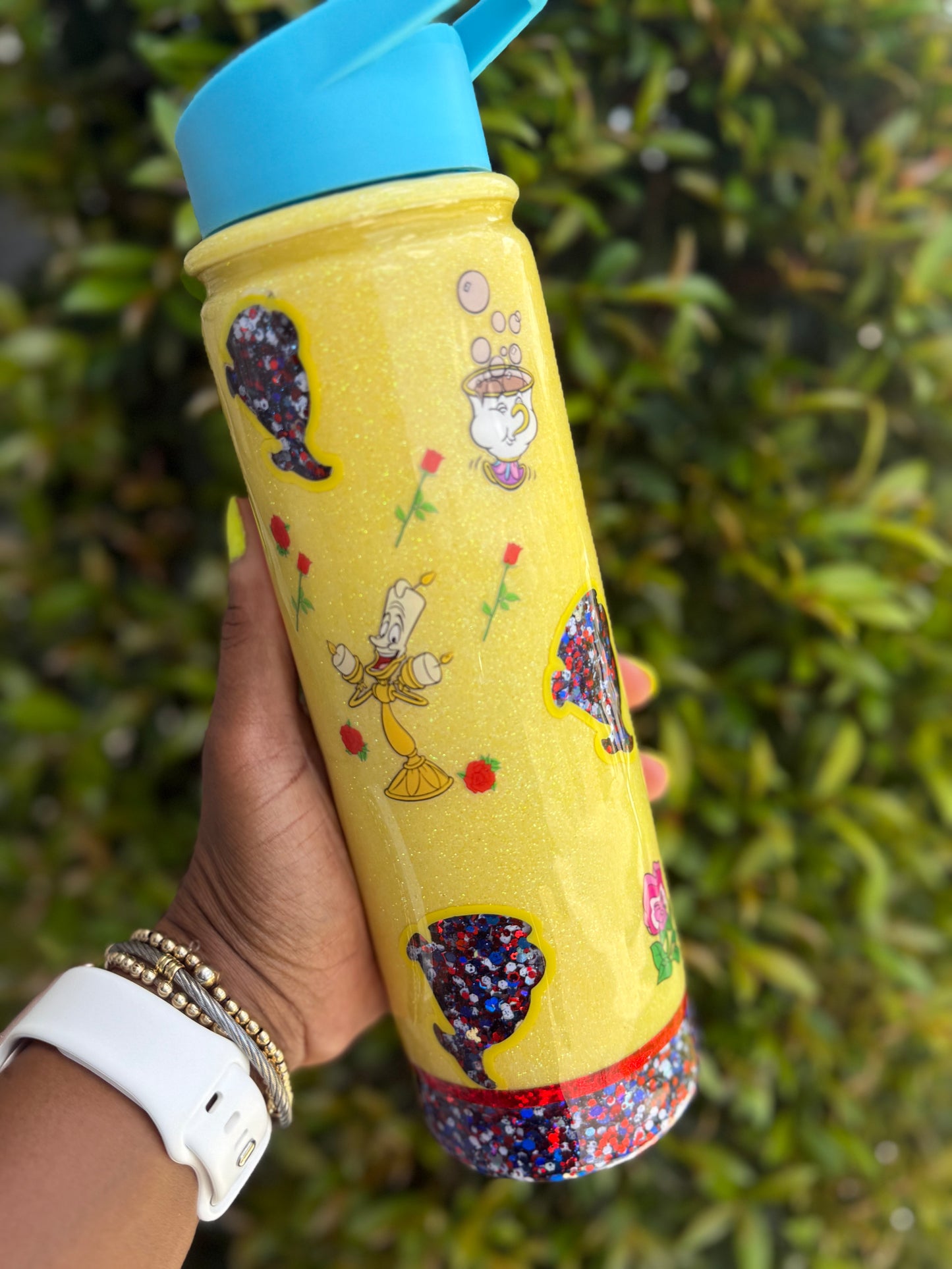 Beauty & the Beast Inspired 18oz snow globe tumbler