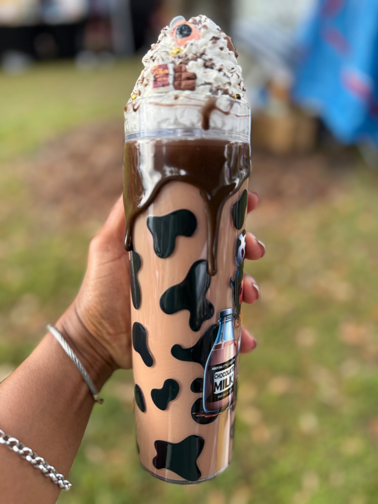 🤎 Cow Print Chocolate Drip Tumbler with Whipped Cream Lid