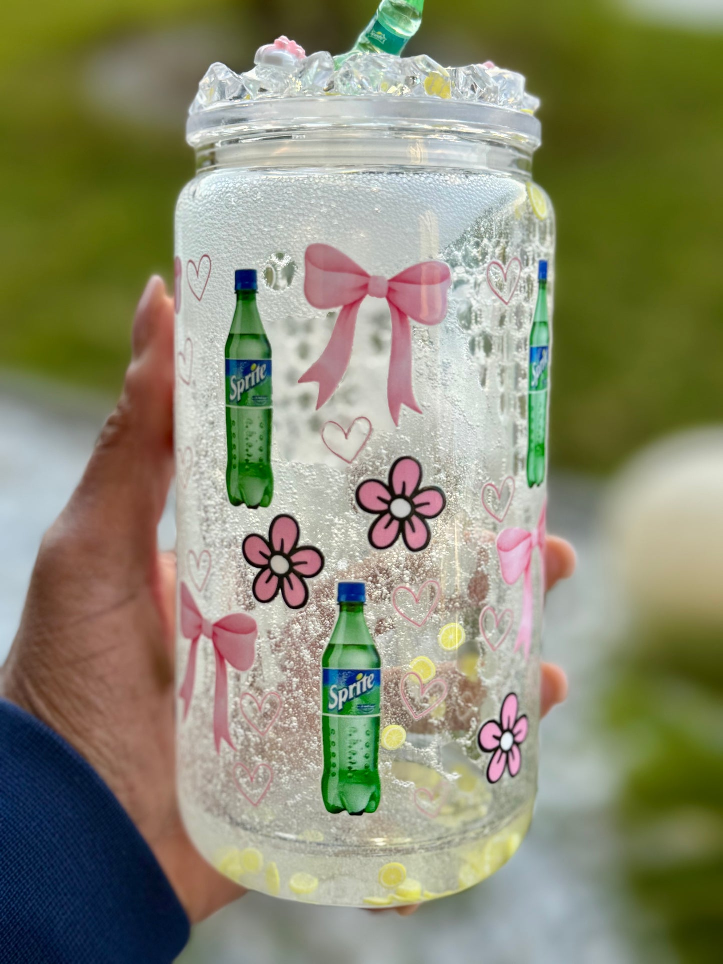 Lemon Lime Soda Snowglobe Cup – 16oz Glass Tumbler
