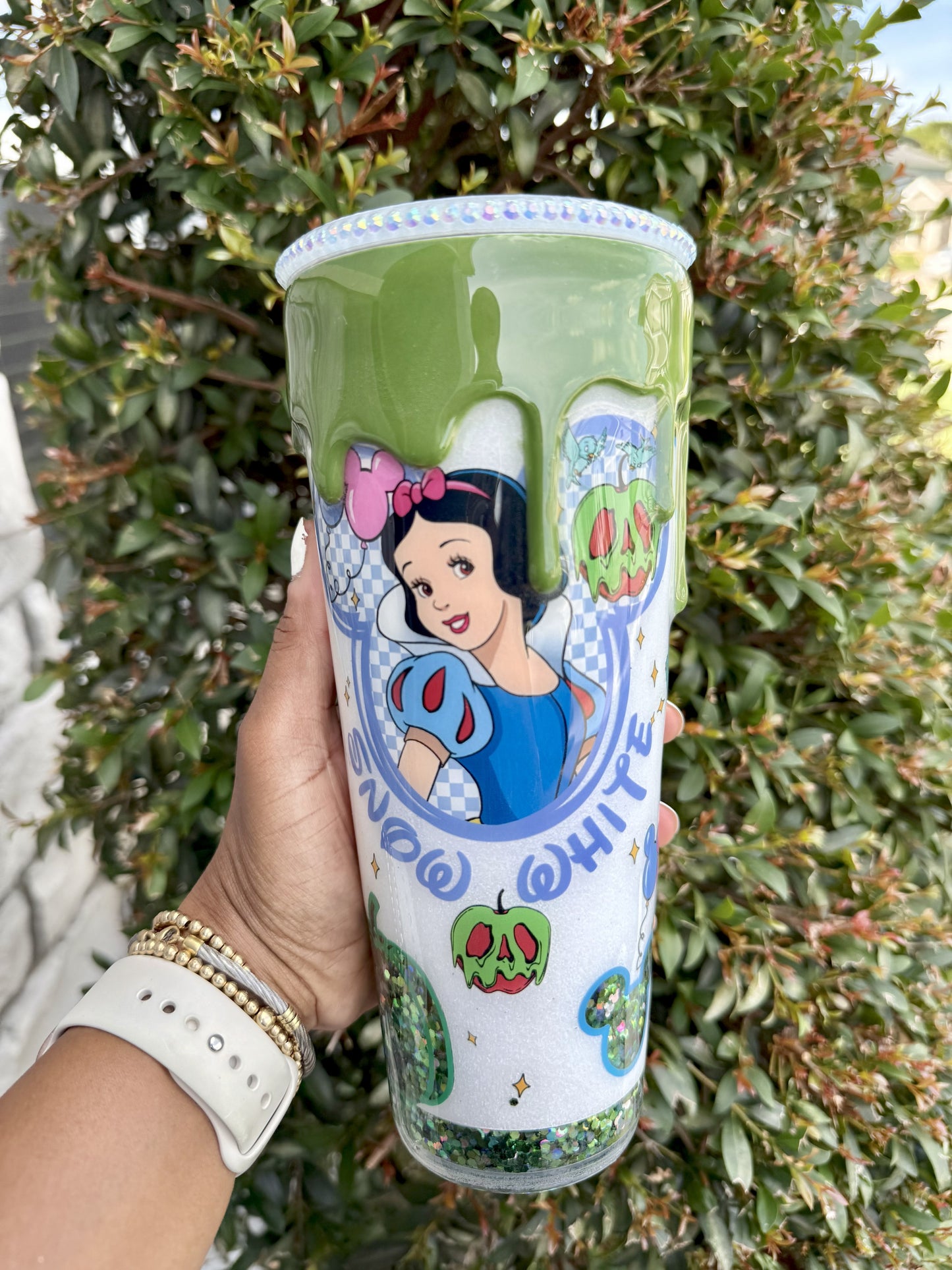 Haunted Snow White with green drip Halloween Snow White 24oz Tumbler