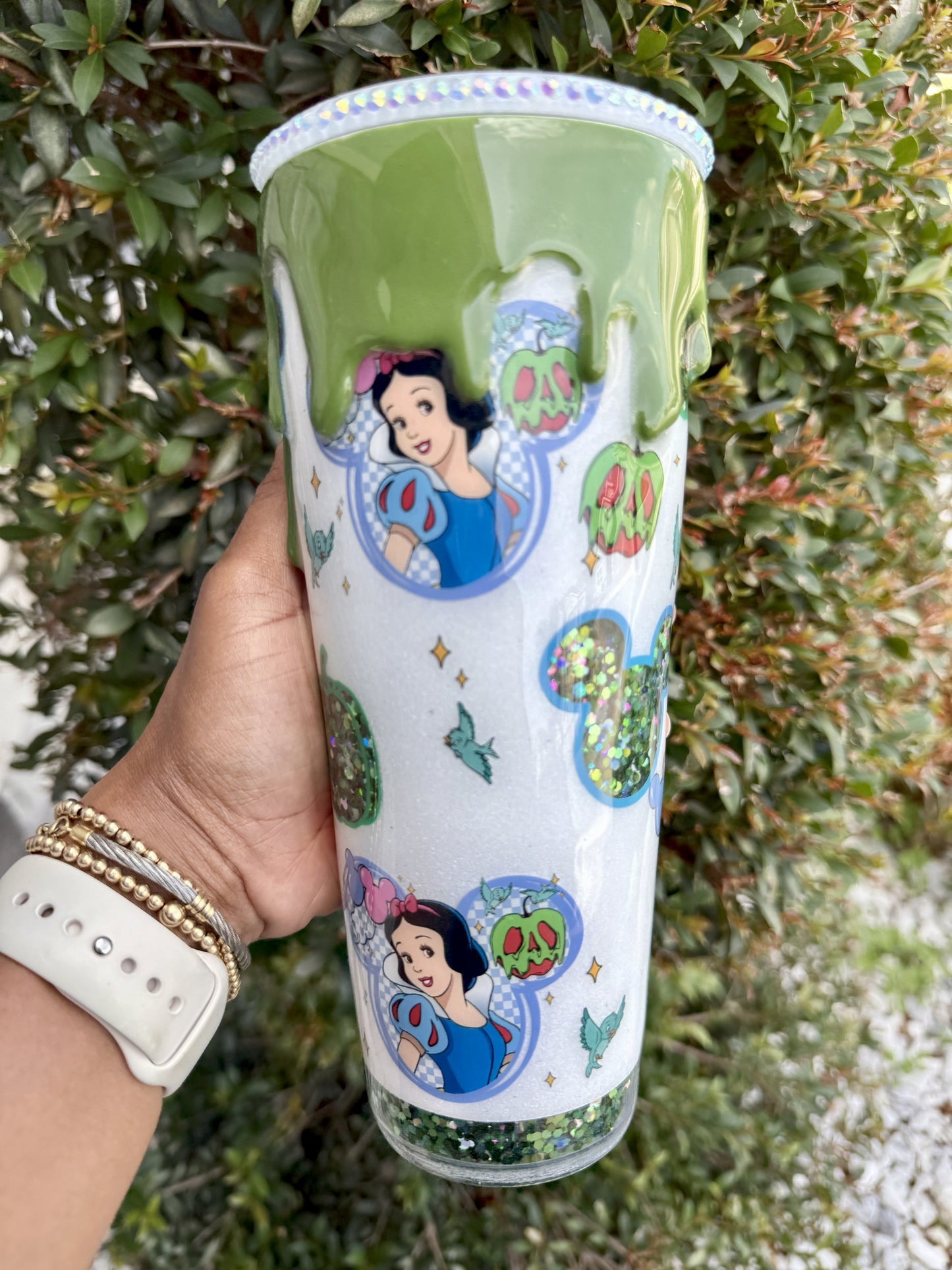Haunted Snow White with green drip Halloween Snow White 24oz Tumbler