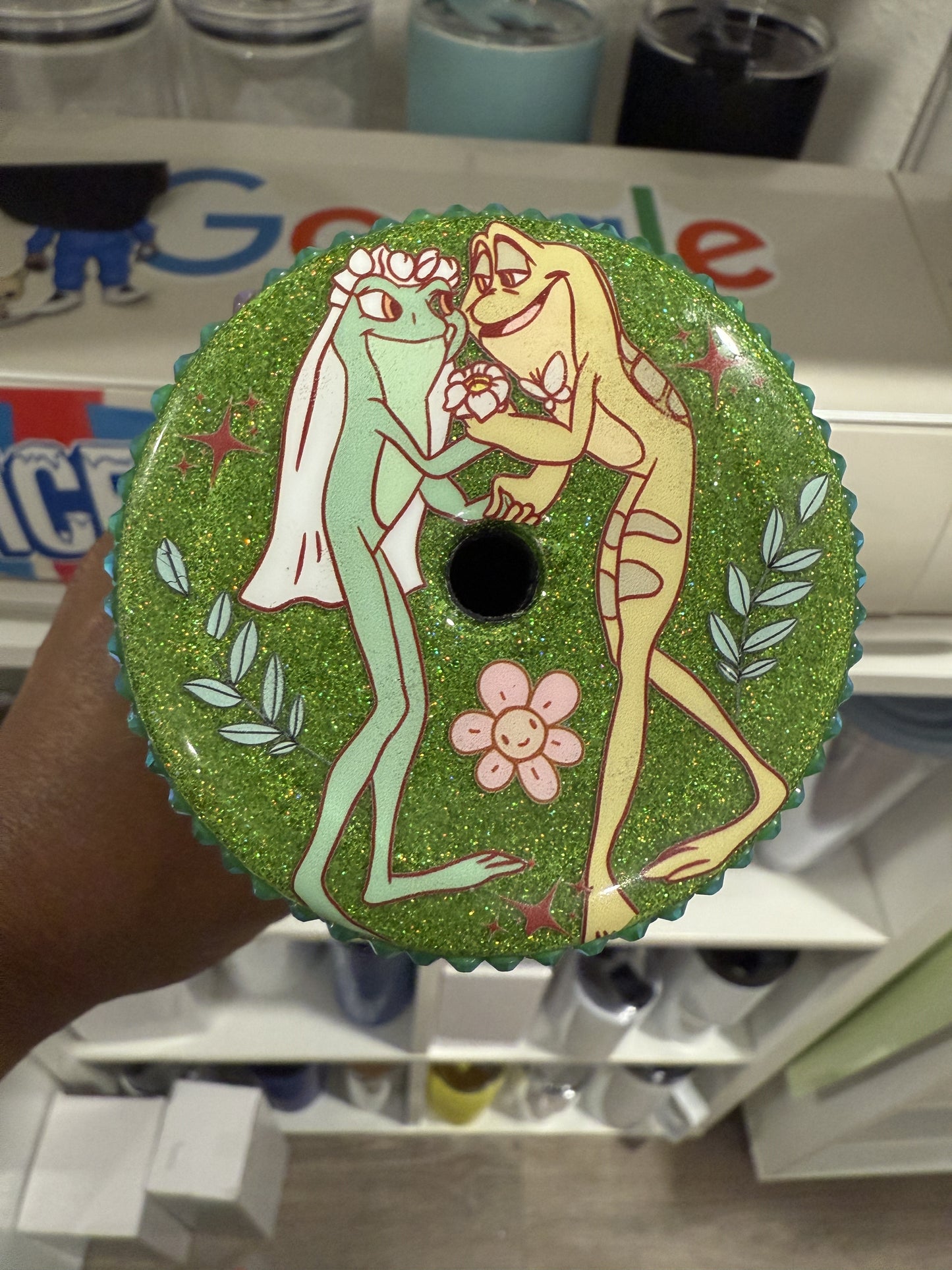 Princess Tiana 20oz tumbler with decorated Lid