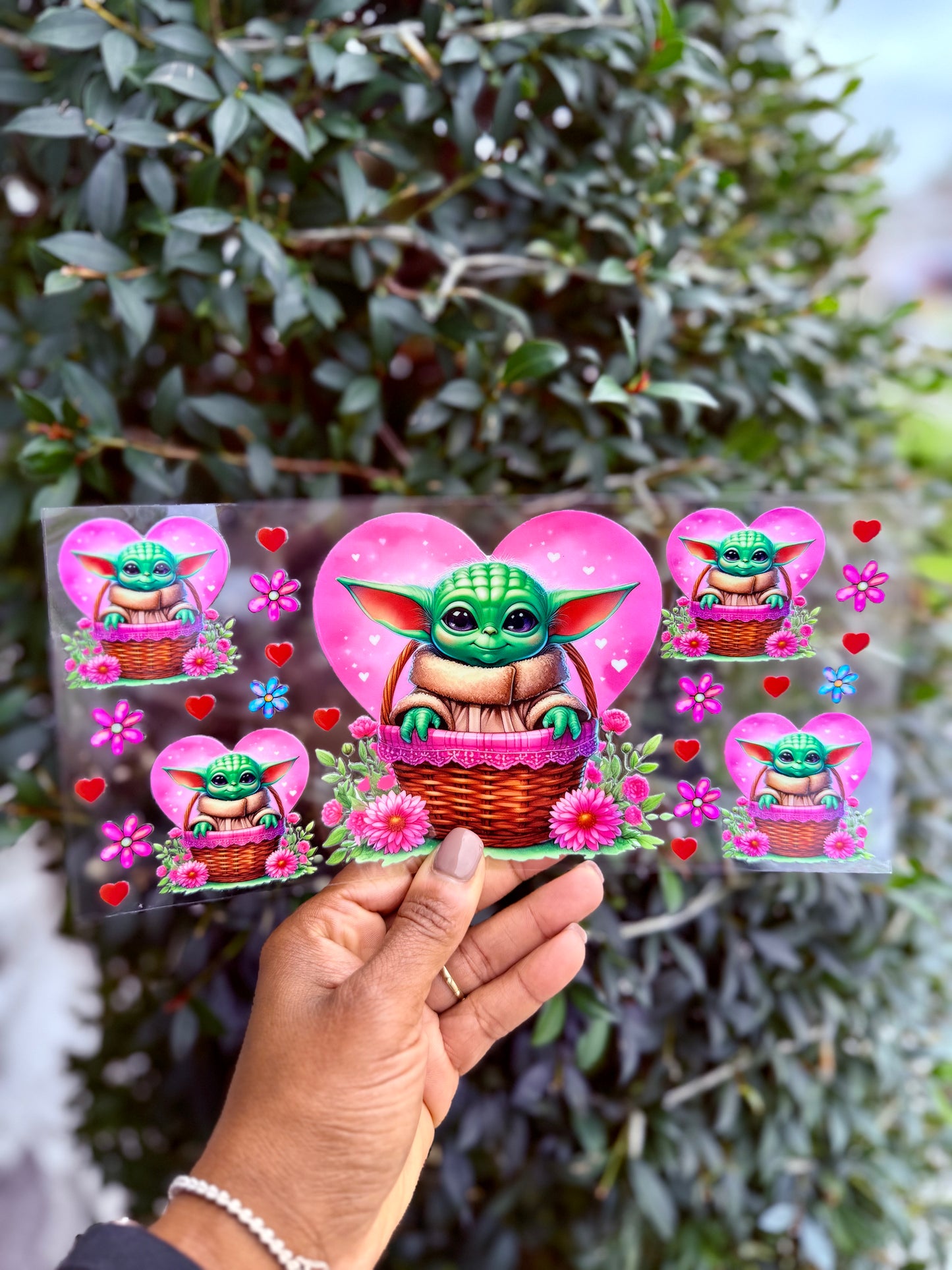 Baby Yoda Space Baby Valentine UVDTF Cup Wrap Decal