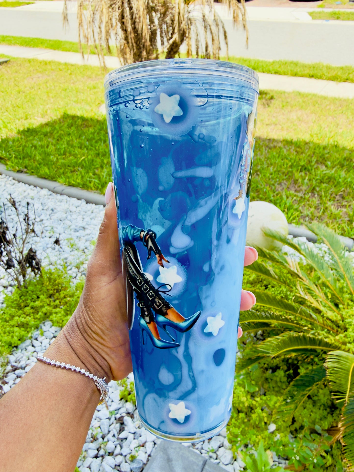 Betty Boop Biker Babe 24oz Acrylic Tumbler – Blue Bubble Design