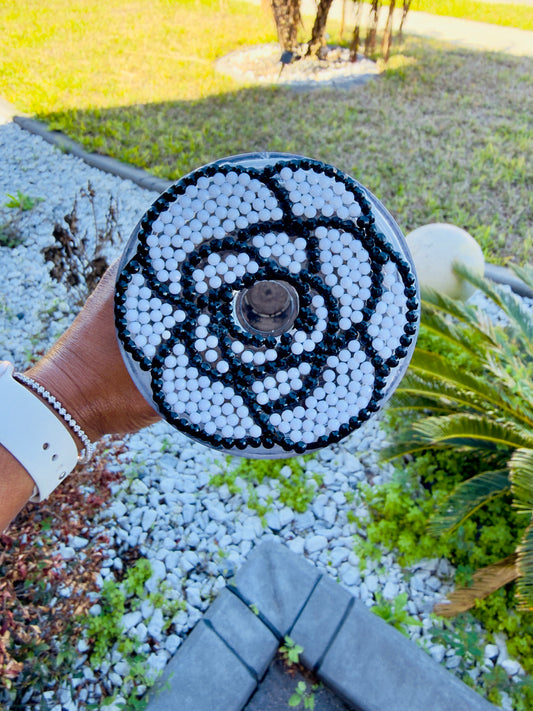 Luxury Black & White Floral Snow Globe Tumbler