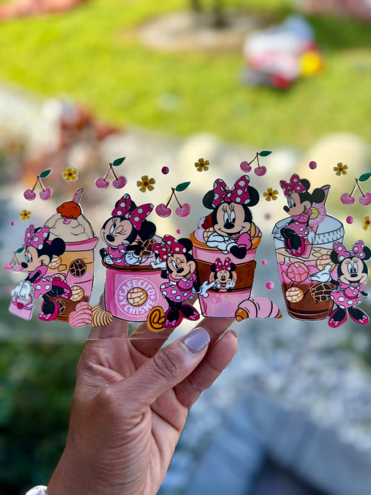 Polka Dot Mouse Girl Coffee Cup UV DTF Transfer