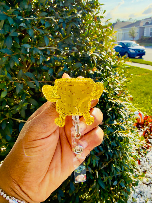 Funny Yellow Sponge Badge Reel