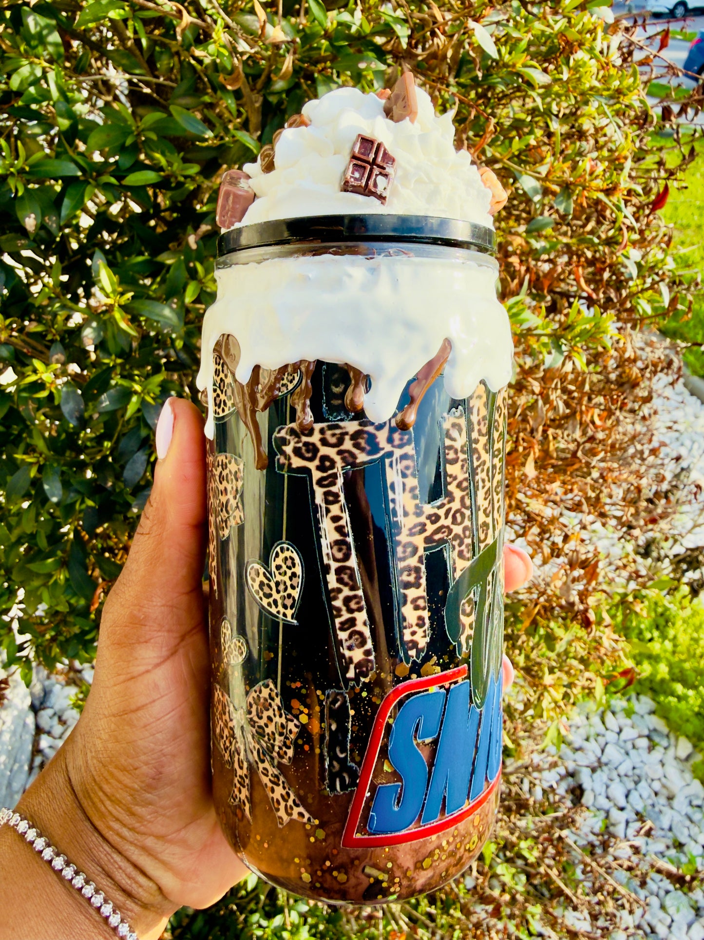 Snickers Tumbler | Leopard Print Personalized Tumbler | Candy Bar Tumbler Gift