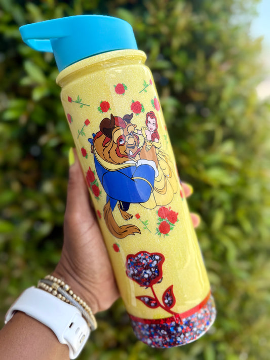 Beauty & the Beast Inspired 18oz snow globe tumbler