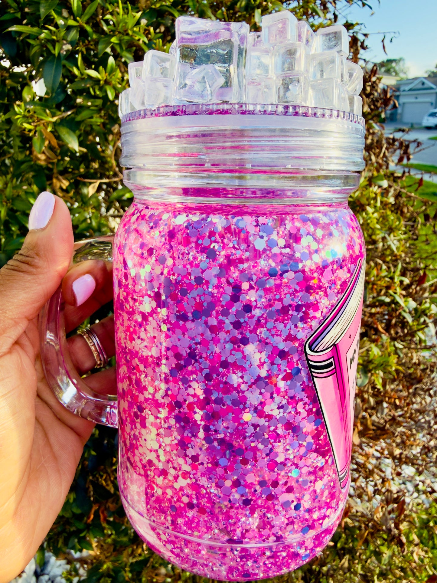 My Weekend Is Fully Booked UVDTF Mason Jar Glitter Cup