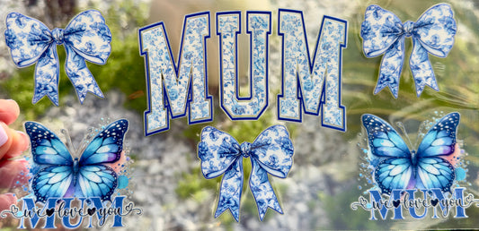 MUM Blue Floral & Butterfly DTF Transfer Set – We Love You