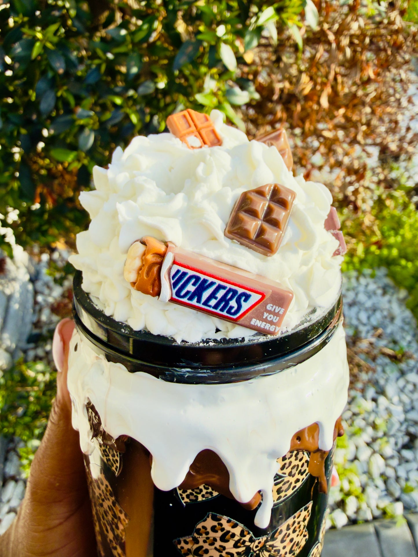 Snickers Tumbler | Leopard Print Personalized Tumbler | Candy Bar Tumbler Gift
