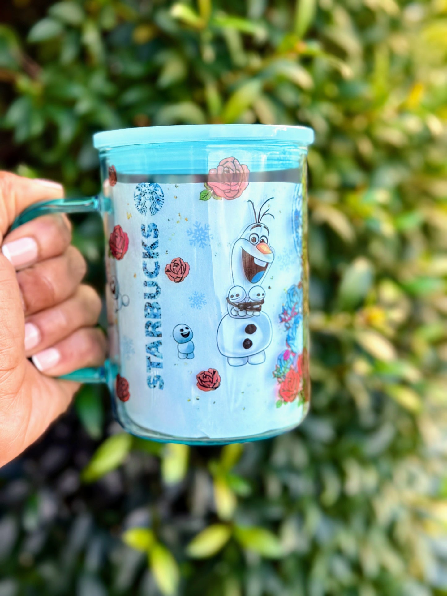 Elsa 16oz Glass Cup with Handle with Bamboo Lid & Stainless Steel Straw