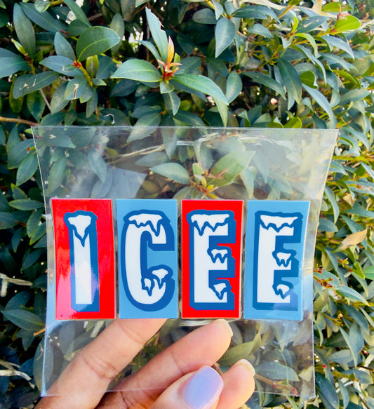 Slushy ICEE Letter UV light DTF 4 inches Transfer | Frozen Drip Alphabet Decal | Cold Drink Sticker