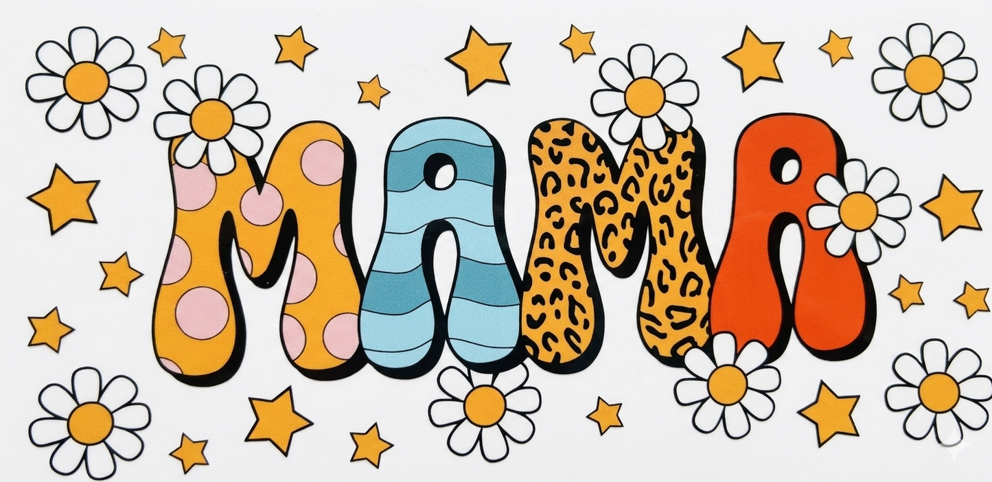 Groovy Mama UVDTF Cup Wrap – Leopard, Polka Dot & Stripe with Daisies