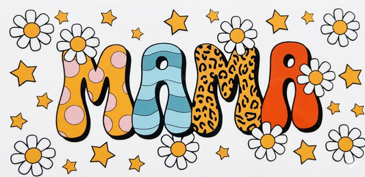 Groovy Mama UVDTF Cup Wrap – Leopard, Polka Dot & Stripe with Daisies
