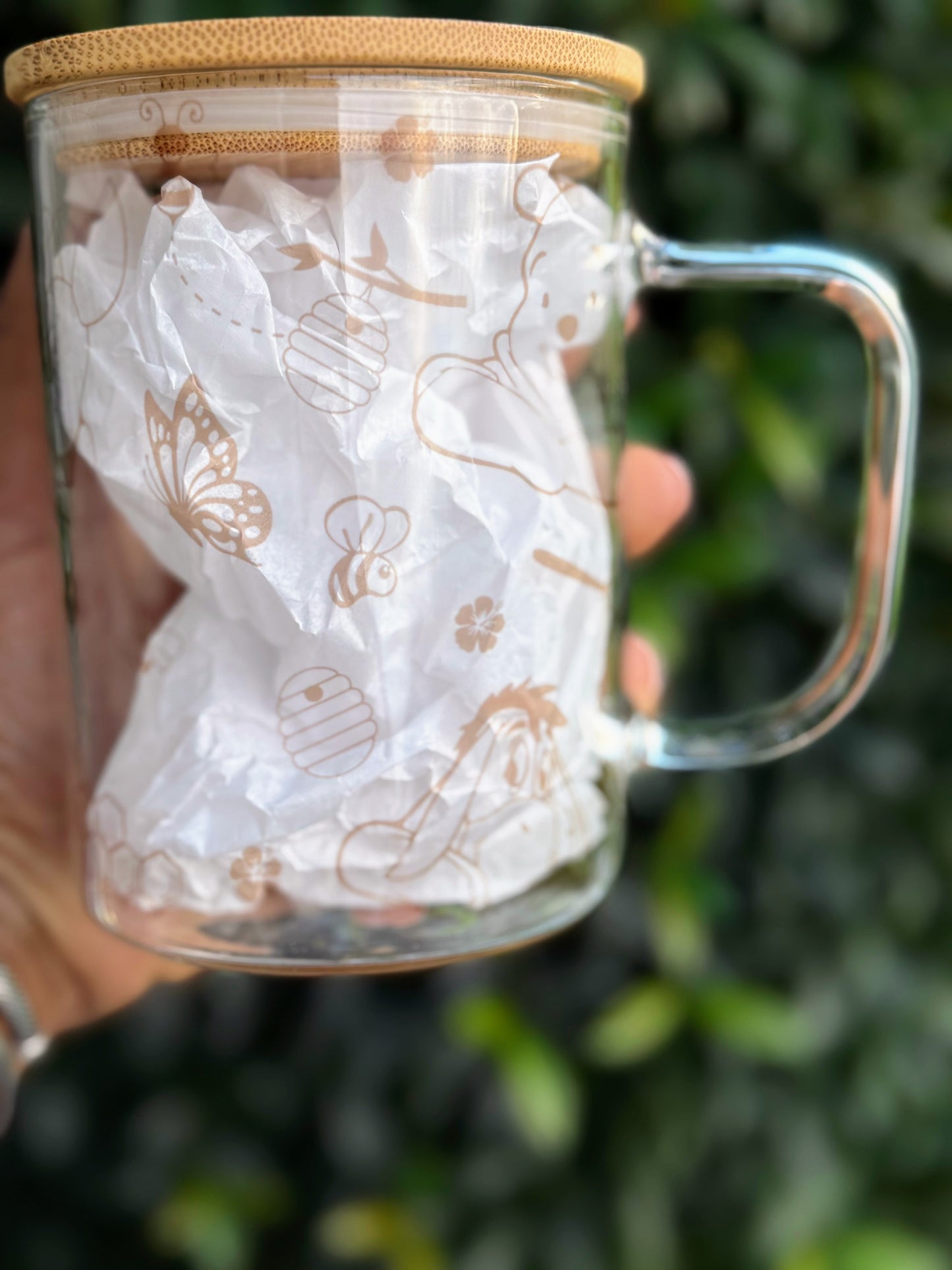 Winnie the Pooh Glass Tumbler with Bamboo Lid