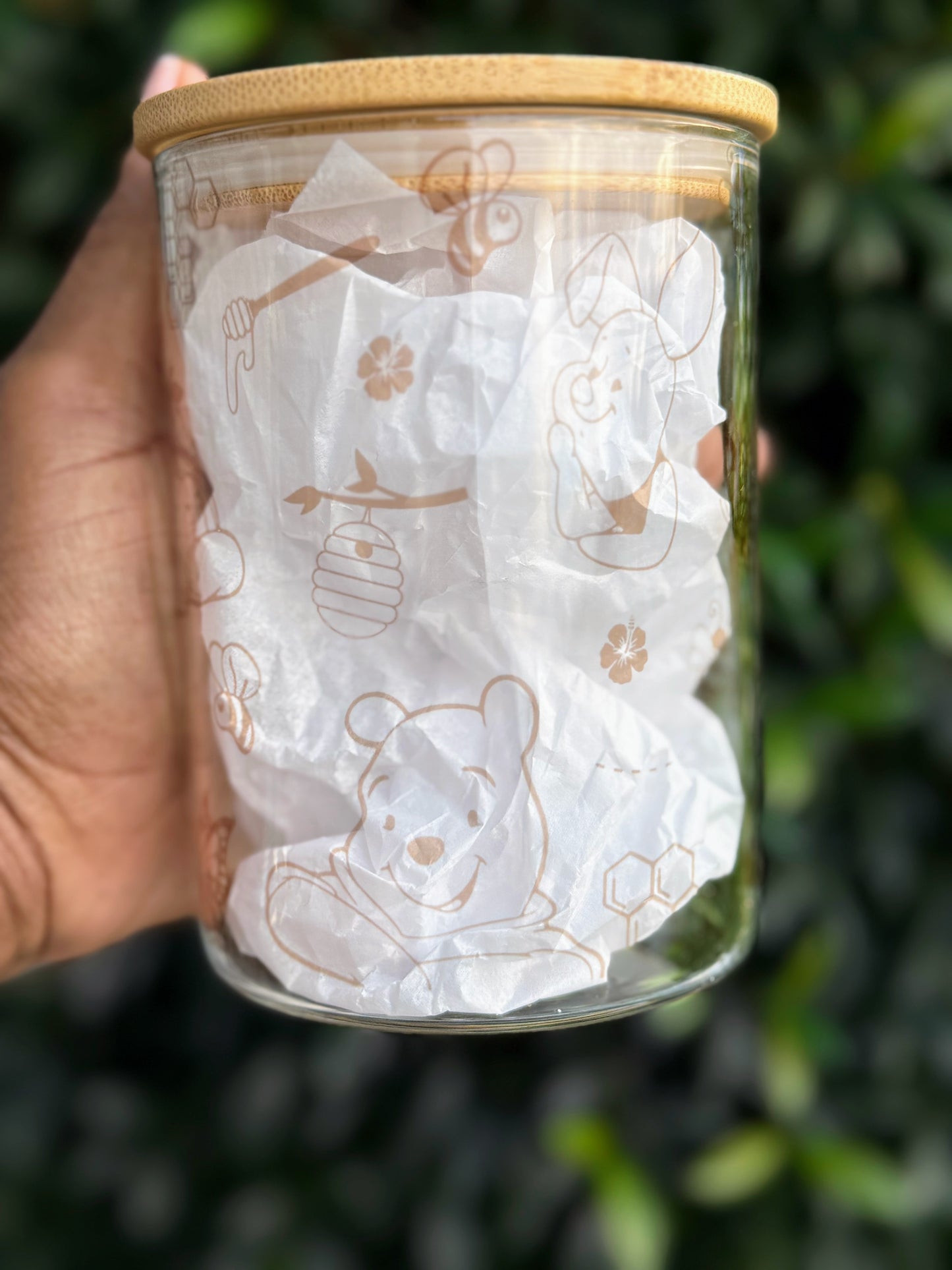 Winnie the Pooh Glass Tumbler with Bamboo Lid