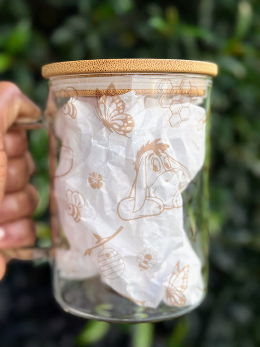 Winnie the Pooh Glass Tumbler with Bamboo Lid