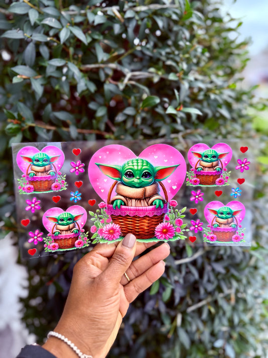 Baby Yoda Space Baby Valentine UVDTF Cup Wrap Decal