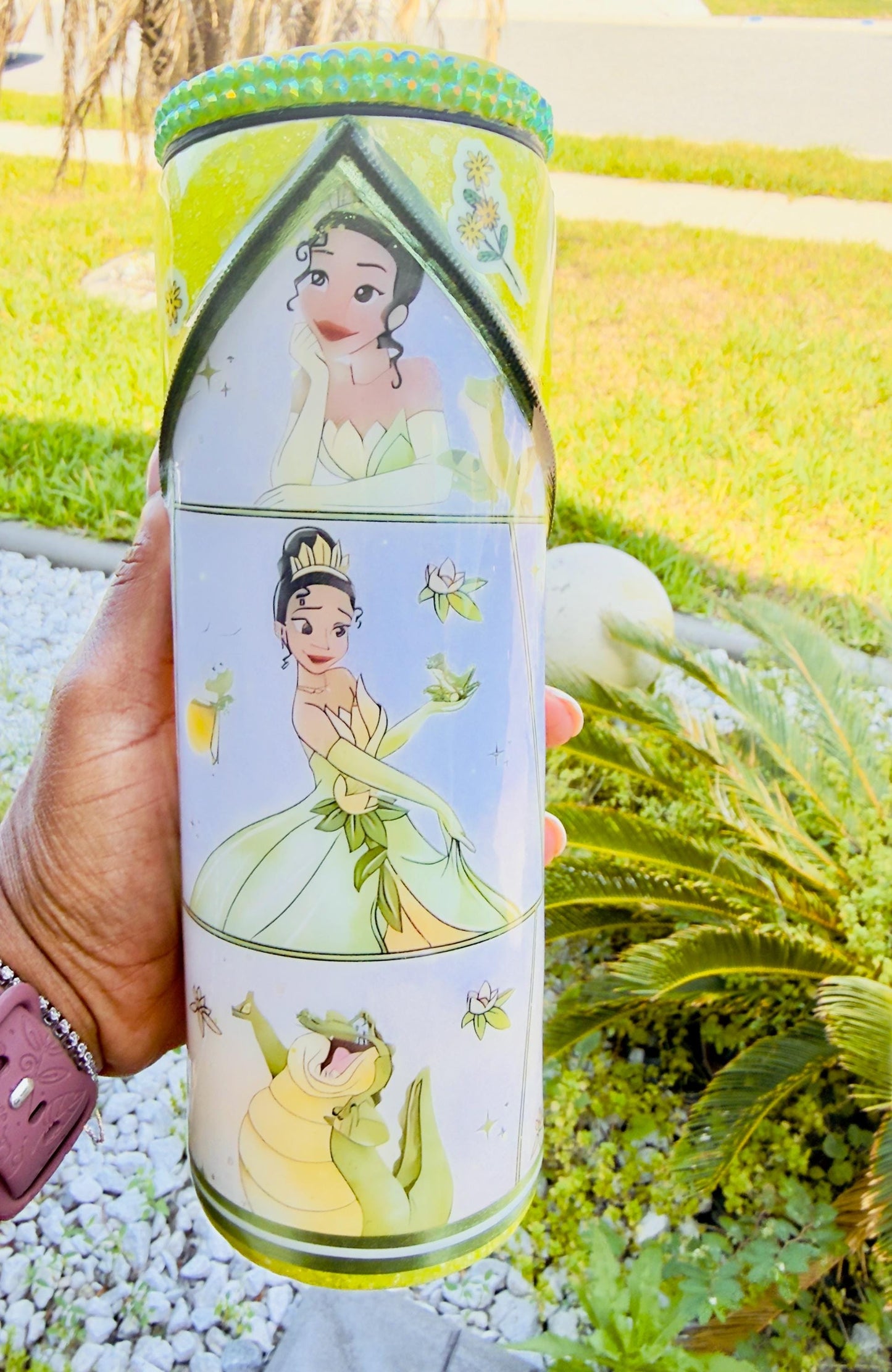 Princess Tiana Floral Bow Tumbler