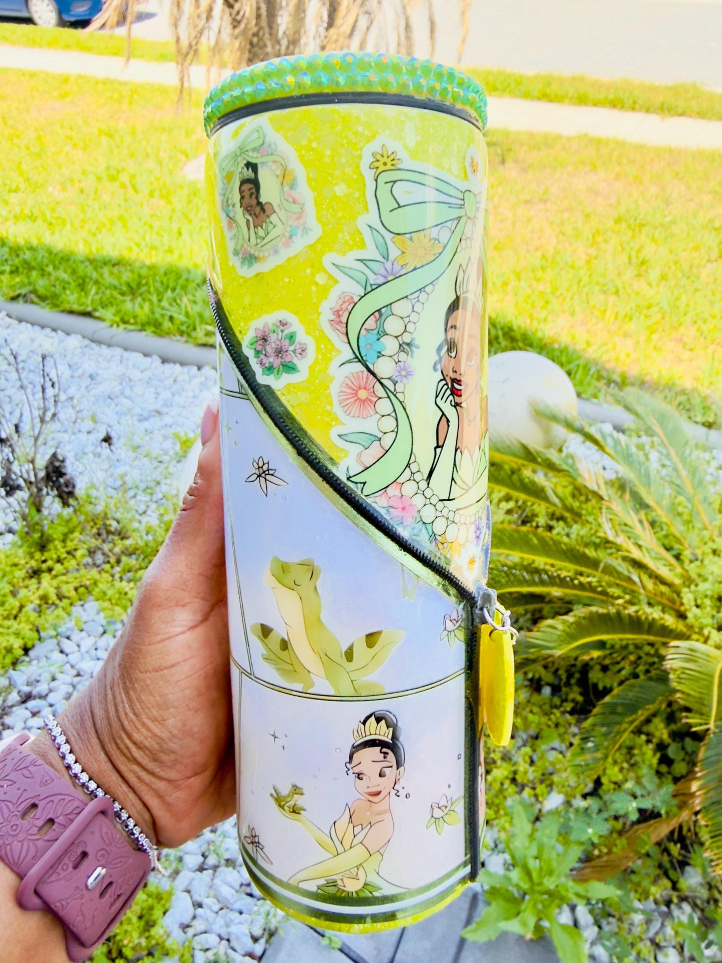 Princess Tiana Floral Bow Tumbler
