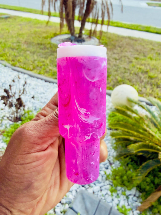 Mini Tumbler Keychain | Pink Marble Silicone Cup Charm, Backpack Accessory