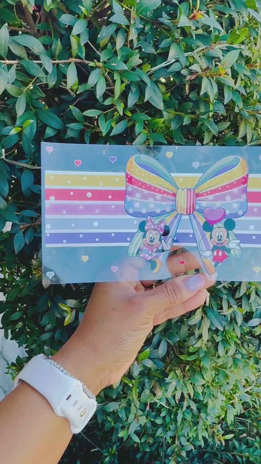 Rainbow Bow Mouse Couple UV DTF Sticker Wrap
