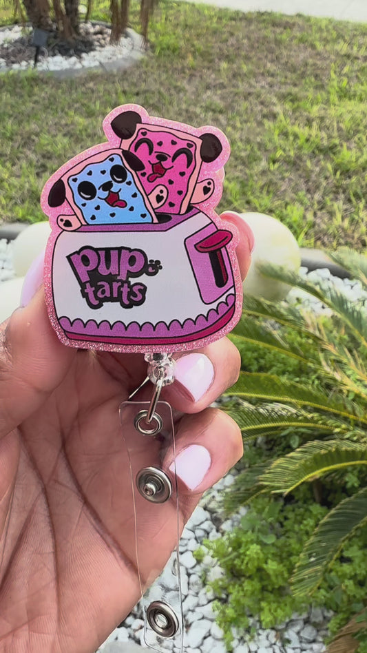 Pup Tarts Retractable Badge Reel – Cute Dog Nurse ID Holder for Healthcare Workers