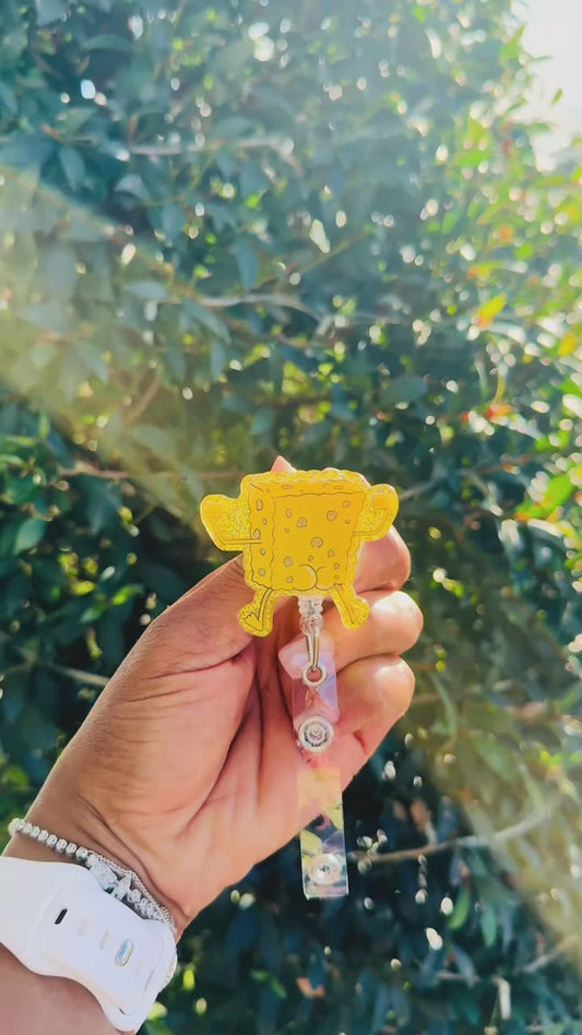 Funny Yellow Sponge Badge Reel