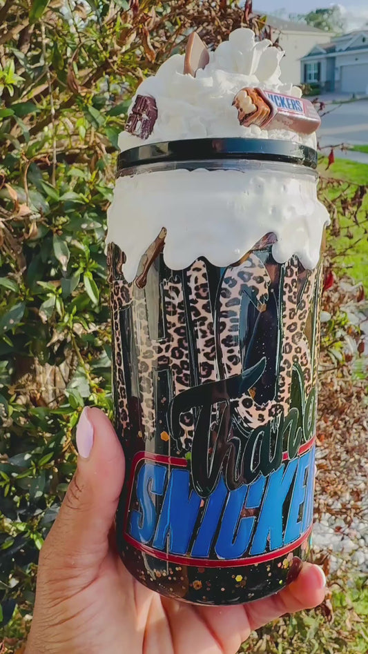 Snickers Tumbler | Leopard Print Personalized Tumbler | Candy Bar Tumbler Gift