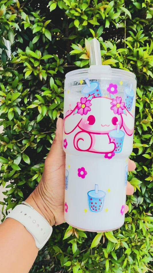 Cinnamoroll 18oz Acrylic snowglobe Tumbler with Lid & Straw