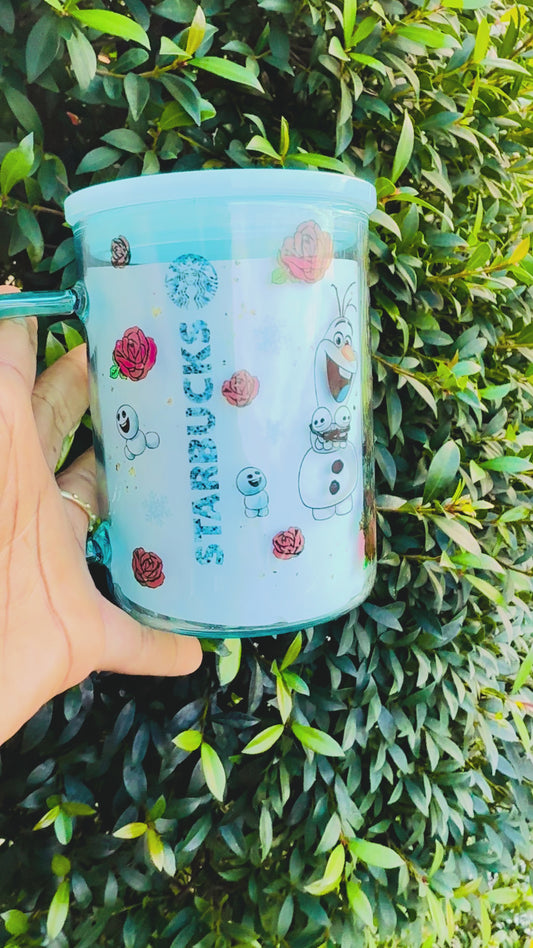 Elsa 16oz Glass Cup with Handle with Bamboo Lid & Stainless Steel Straw