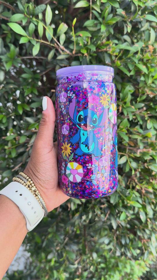 Summer Stitch Tumbler with Straw – 16oz Snow Globe Cup