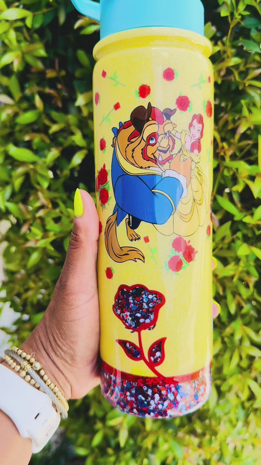 Beauty & the Beast Inspired 18oz snow globe tumbler