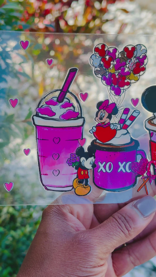 Valentine Mouse UV DTF Cup Wraps: Ready to Use Decals