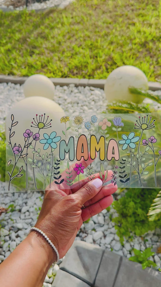 Wildflower Mama UV DTF Permanent Glass Can Wrap - 16oz Floral Decal